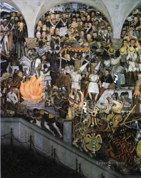 Diego Rivera Painting - la historia de mexico 1935 2 diego rivera